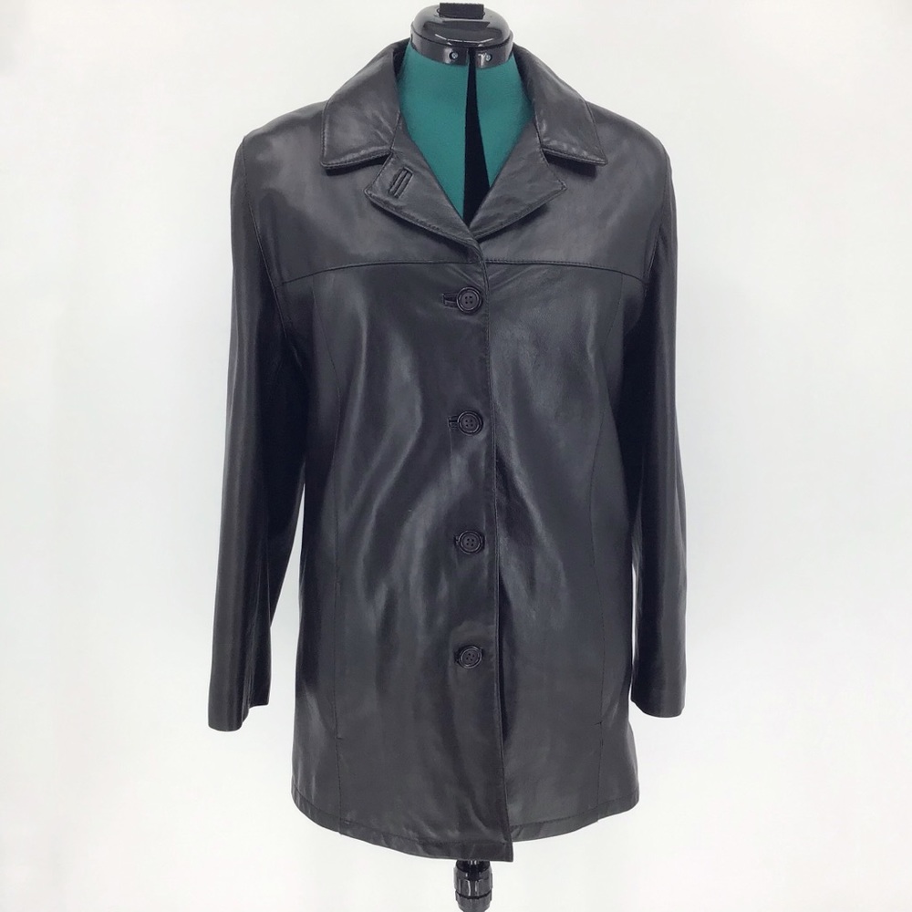 Dark Brown Leather Car Coat, Size 5